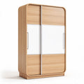 Sliding wardrobe with wooden finish and white panel 150 x 90 x 200cm