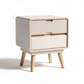 Modern nightstand with two drawers wooden legs and minimalist design 40 x 40 x 45cm