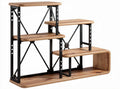 Wooden and metal multi-tiered storage shelf unit for home or office 80 x 30 x 60cm
