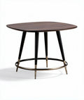 Wooden square side table with black legs and metal accents 70 x 70 x 75cm