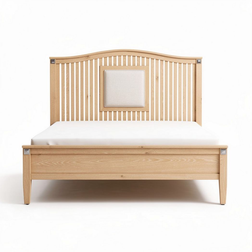 Wooden bed frame with upholstered headboard for bedroom use 200 x 160 x 100cm