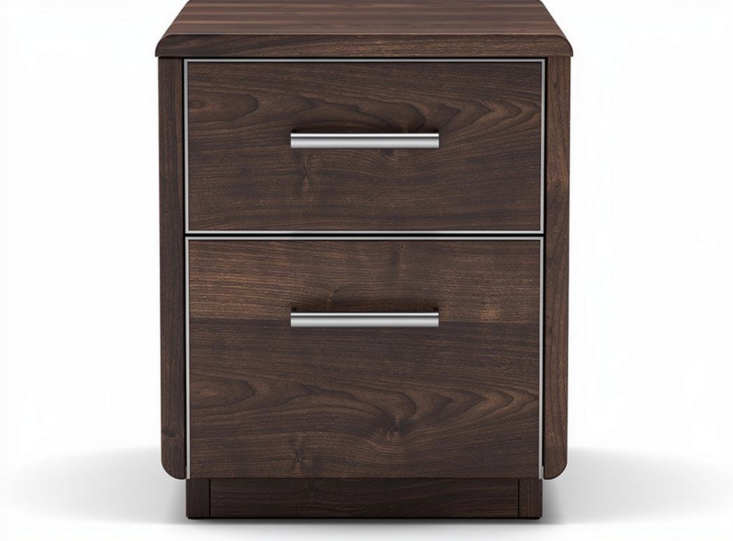 Wooden nightstand with two drawers in walnut color 45 x 40 x 50cm
